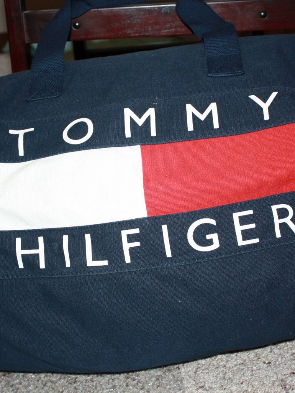 Tommy Hilfiger, Duffel style gym bag. Red, white and blue